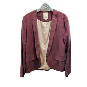 Anthropologie Elevenses Open Blazer 10 purple tencel jacket